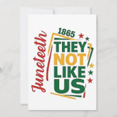 Juneteenth Ze zijn niet als wij 1865 Zwarte Geschi Kaart (Voorkant)