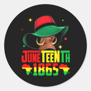Juneteenth zwart afrikaanse vrouwen haar herinnere ronde sticker