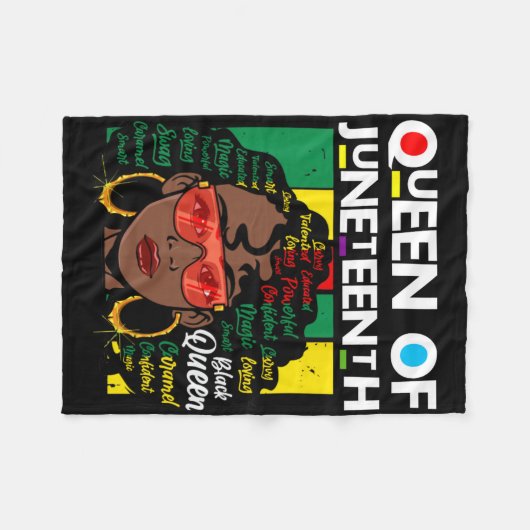 Juneteenth zwart koningin melanine meisje magische fleece deken (Voorkant (Horizontaal))