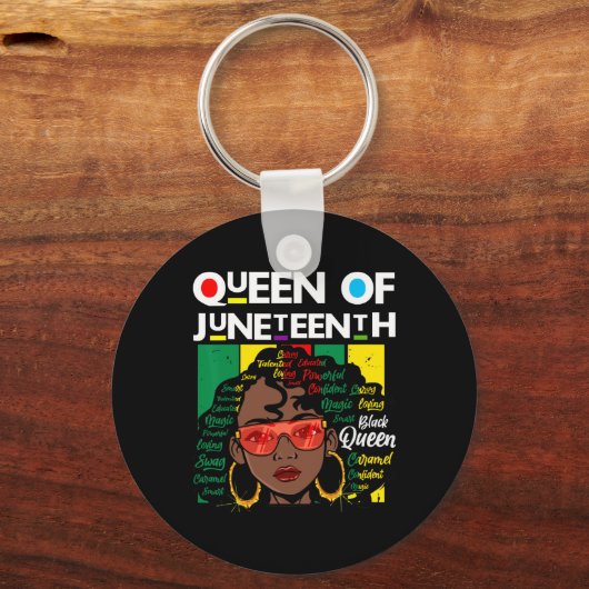 Juneteenth zwart koningin melanine meisje magische sleutelhanger (Voorkant)