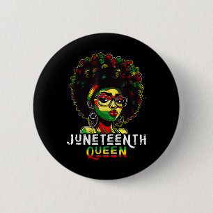 Juneteenth Zwart Melanine Koningin Natuurlijk Afro Ronde Button 5,7 Cm
