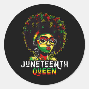 Juneteenth Zwart Melanine Koningin Natuurlijk Afro Ronde Sticker