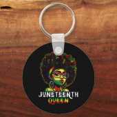 Juneteenth Zwart Melanine Koningin Natuurlijk Afro Sleutelhanger (Voorkant)