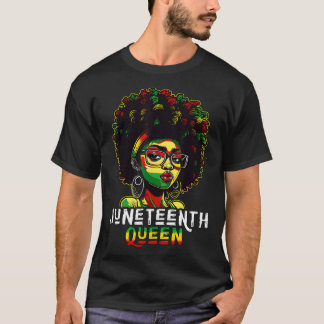 Juneteenth Zwart Melanine Koningin Natuurlijk Afro T-shirt