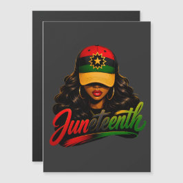 Juneteenth Zwarte Afro Vrouwen Melanine Vrijheid 1 Magnetische Uitnodiging