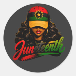 Juneteenth Zwarte Afro Vrouwen Melanine Vrijheid 1 Ronde Sticker