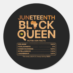Juneteenth Zwarte Koningin Melanine Voeding Matchi Ronde Sticker