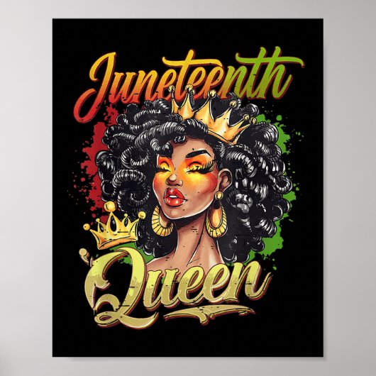 Juneteenth Zwarte Koningin Vibes Grappig Juneteent Poster (Voorkant)