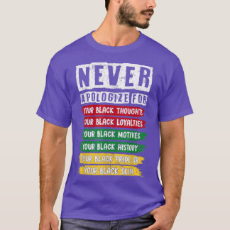 Juneteenth Zwarte Trots Verontschuldig je Nooit Vo T-shirt