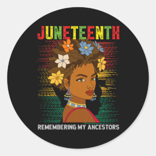 Juneteenth zwarte vrouw die zich mijn voorouders h ronde sticker