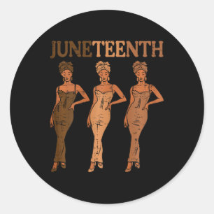 Juneteenth Zwarte Vrouw Jurk 1865 Melanin Vrouwen Ronde Sticker