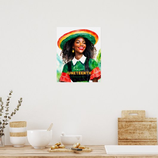 Juneteenth  zwarte vrouw poster (Keuken)
