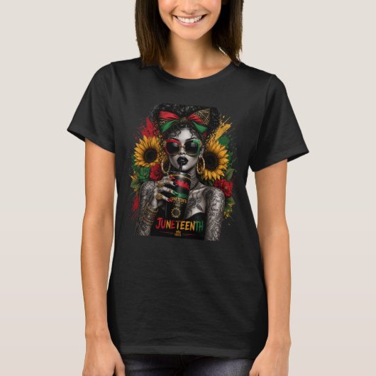 Juneteenth Zwarte Vrouwen Afro-Amerikaanse Geschie T-shirt (Voorkant)