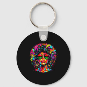 Juneteenth zwarte vrouwen koningin druipende afro sleutelhanger