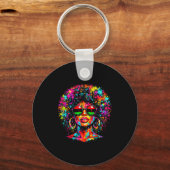 Juneteenth zwarte vrouwen koningin druipende afro sleutelhanger (Voorkant)