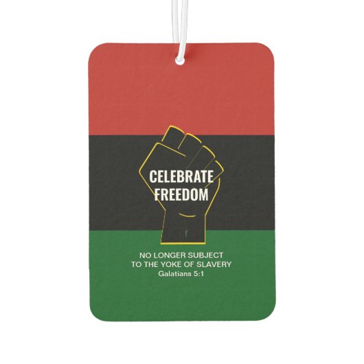 Juneteeth CELEBRATE FREEDOM scripts Luchtverfrisser (Achterkant)