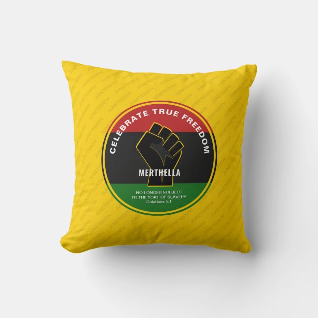 Juneteeth CELEBRATE TRUE FREEDOM Kussen (Voorkant)