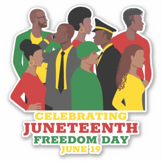 Junetetiende | Afrikaanse Amerikaanse Dag van de V Sticker (Voorkant)