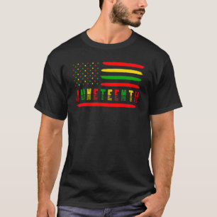 Junetetiende Afro American Flag Melanin Black Prid T-shirt