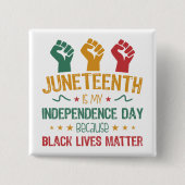 Junetetiende is mijn Onafhankelijkheidsdag Afrikaa Vierkante Button 5,1 Cm (Voorkant)