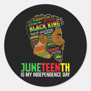 Junetetiende is mijn Onafhankelijkheidsdag zwarte  Ronde Sticker