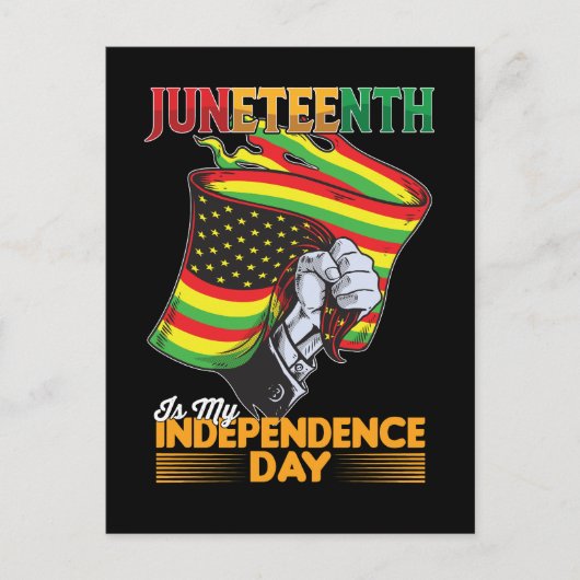 Junetetiende is mijn Onafhankelijkheidsdag Zwarte  Uitnodiging Briefkaart (Voorkant)