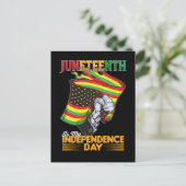 Junetetiende is mijn Onafhankelijkheidsdag Zwarte  Uitnodiging Briefkaart (Staand voorkant)