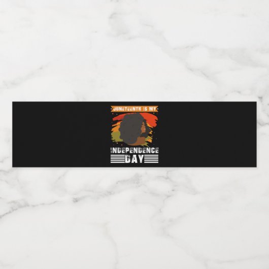 Junetetiende is mijn Onafhankelijkheidsdag zwarte Waterfles Etiket (Enkel label)