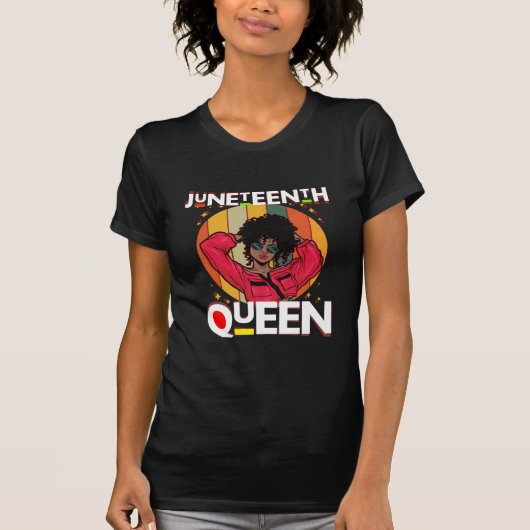 Junetetiende koningin zwarte moeder vrouw Melanin  T-shirt (Voorkant)