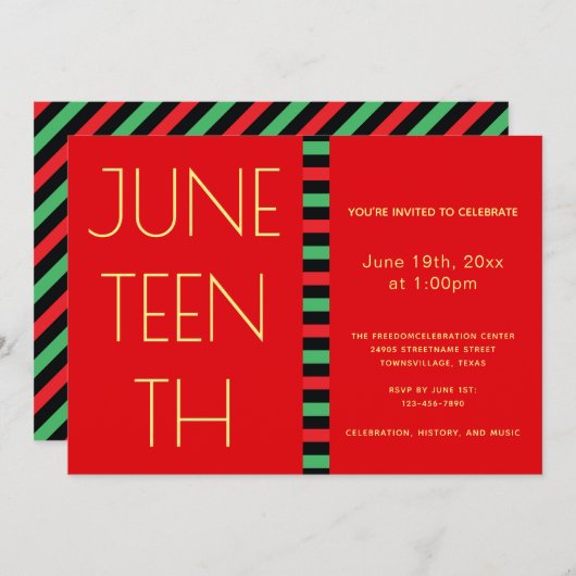 Junetetiende Red Yellow Freedom Celebration Kaart (Voorkant / Achterkant)