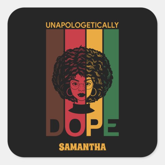 Junetetiende | Unapologetische helling | Afro Woma Vierkante Sticker (Voorkant)