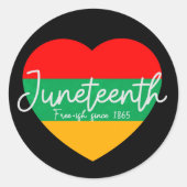 Junetetiende vrij-vis sinds 1865 ronde sticker (Voorkant)