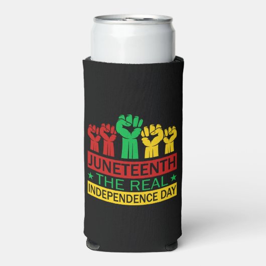 Junetetiende Word Art Pan Africa Colours Seltzer Blikjeskoeler (Seltzer Voorkant)