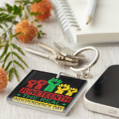 Junetetiende Word Art Pan Africa Colours Sleutelhanger (Voorkant Rechts)