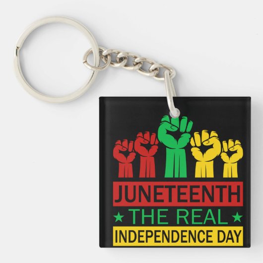 Junetetiende Word Art Pan Africa Colours Sleutelhanger (voorkant)