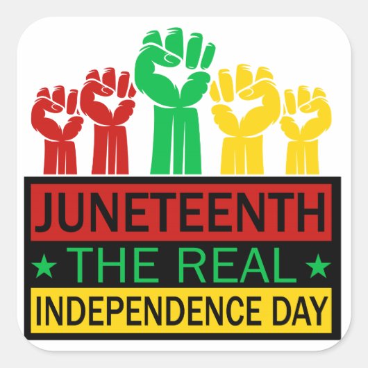 Junetetiende Word Art Pan Africa Colours Vierkante Sticker (Voorkant)