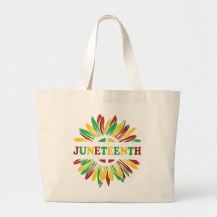 Junetetiende   Zonnebloem   Rood Zwart Groen Grote Tote Bag