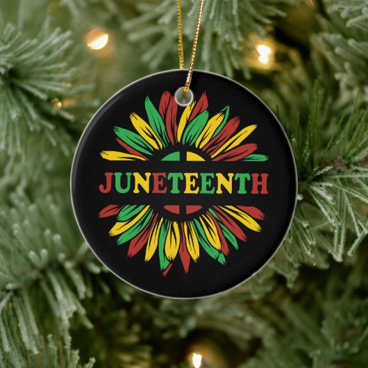 Junetetiende | Zonnebloem | Rood Zwart Groen Keramisch Ornament (Boom)