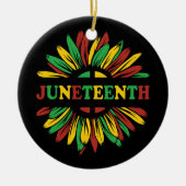 Junetetiende | Zonnebloem | Rood Zwart Groen Keramisch Ornament (Voorkant)