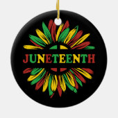 Junetetiende | Zonnebloem | Rood Zwart Groen Keramisch Ornament (Achterkant)