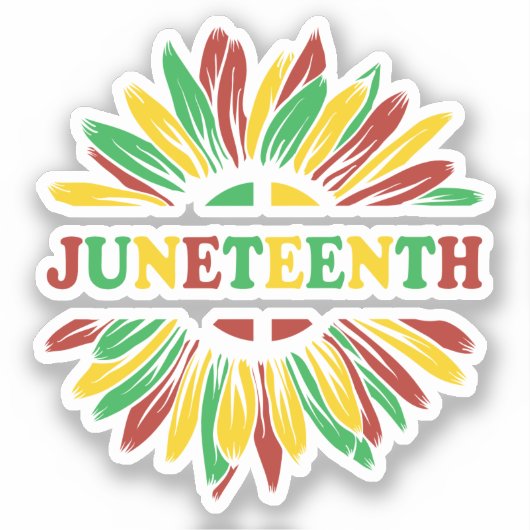 Junetetiende | Zonnebloem | Rood Zwart Groen Sticker (Voorkant)
