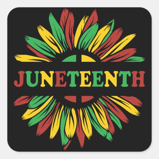 Junetetiende | Zonnebloem | Rood Zwart Groen Vierkante Sticker (Voorkant)