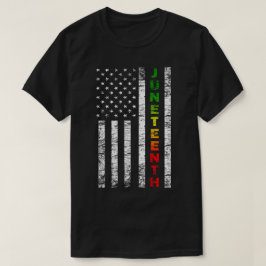 Junetetiende zwarte Amerikaanse vlag T-shirt