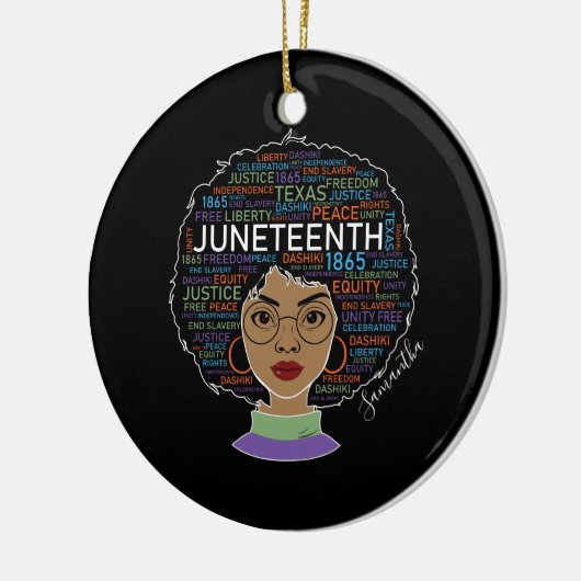 Junetetiende | Zwarte vrouw | Zwarte rechten Keramisch Ornament (Links)