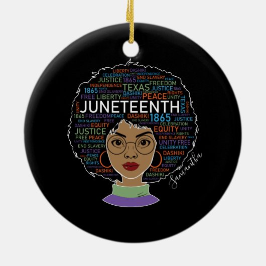 Junetetiende | Zwarte vrouw | Zwarte rechten Keramisch Ornament (Achterkant)