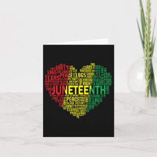 Junettiende Heart Word Cloud Black Freedom Junetee Kaart