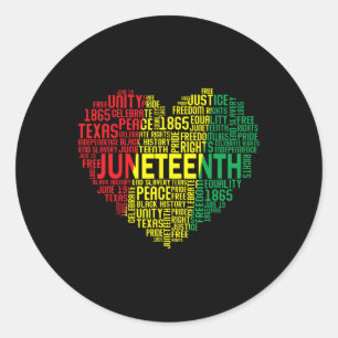 Junettiende Heart Word Cloud Black Freedom Junetee Ronde Sticker
