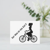 junge Dame auf dem Fahrrad schwarz/weiss Briefkaart (Staand voorkant)