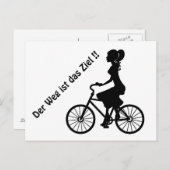 junge Dame auf dem Fahrrad schwarz/weiss Briefkaart (Voorkant / Achterkant)