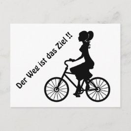 junge Dame auf dem Fahrrad schwarz/weiss Briefkaart